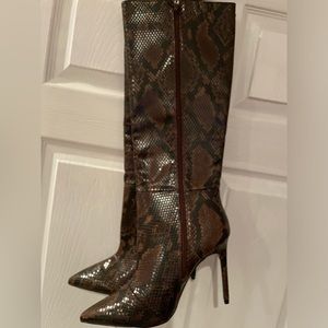 Snake Skin Brown Knee Boots